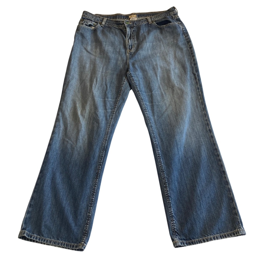 Vintage LL Bean Relaxed Fit Wide Leg Blue Jeans Womens 18 Reg Medium Wash Y2K